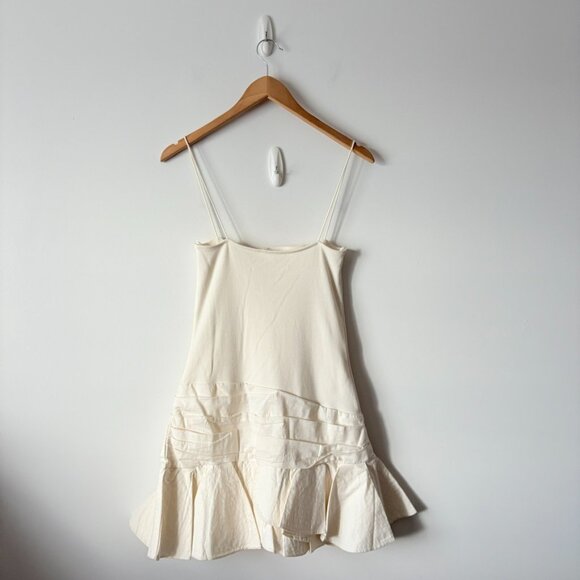 Zara Voluminous Combined Ruffle Short Dress NWT Ecru White Size Medium - Picture 9 of 11